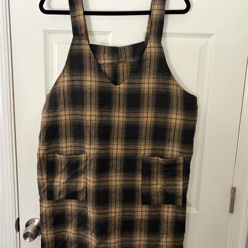 Amazon Essentials Black and Tan Plaid Dress